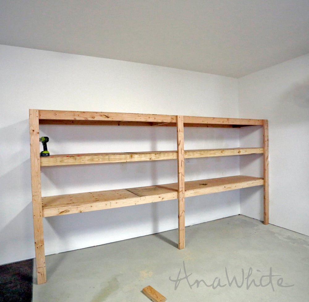 Ana White Easy and Fast DIY Garage or Basement Shelving for Tote